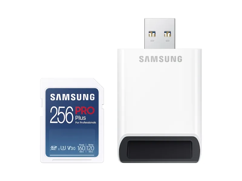 Памет, Samsung 256GB SD PRO Plus + Reader, Class10, Read 160MB/s - Write 120MB/s