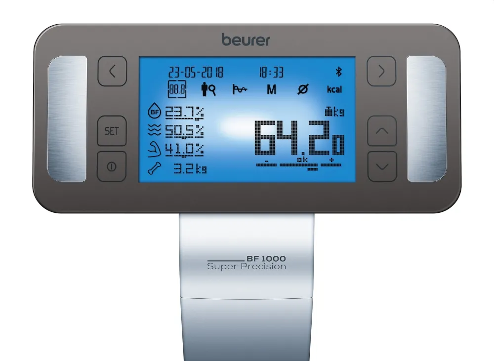 Везна, Beurer BF 1000 Super Precision, diagnostic bathroom scale, Weight, body fat, body water, muscle percentage, bone mass, AMR/BMR calorie display; Bluetooth; 200 kg / 50 g - image 2