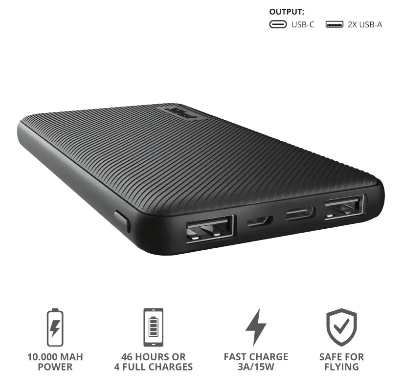 Външна батерия, TRUST Primo Fast Ultra-thin Powerbank 10000 mAh - image 4