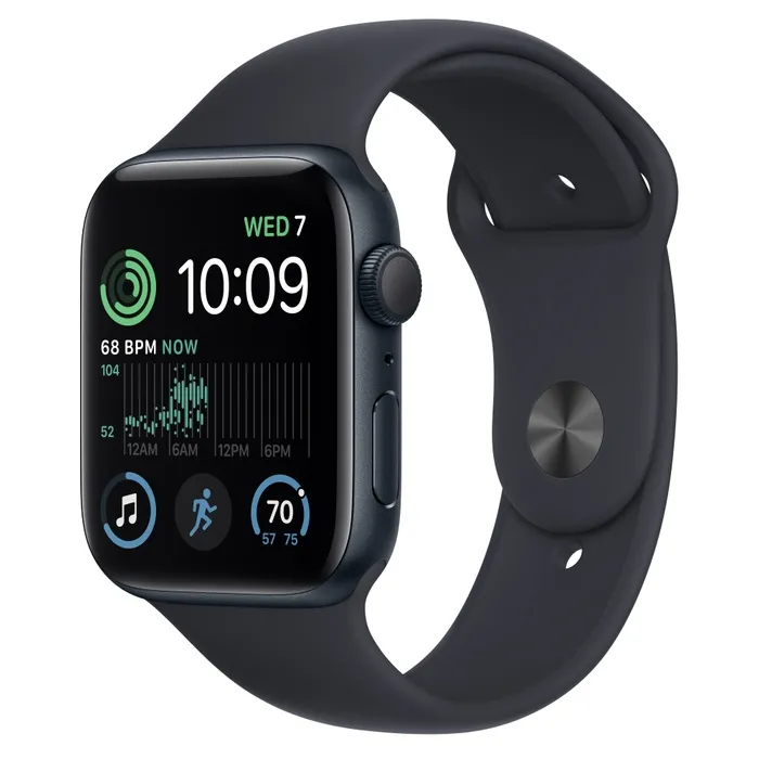 Часовник, Apple Watch SE2 GPS 44mm Midnight Aluminium Case with Midnight Sport Band - Regular