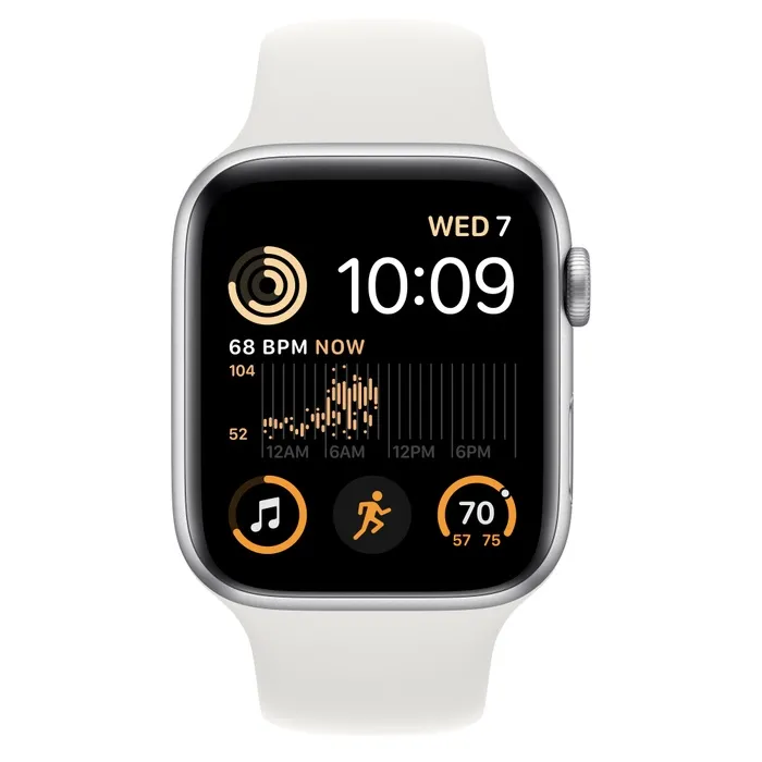 Часовник, Apple Watch SE2 GPS 44mm Silver Aluminium Case with White Sport Band - Regular - image 1