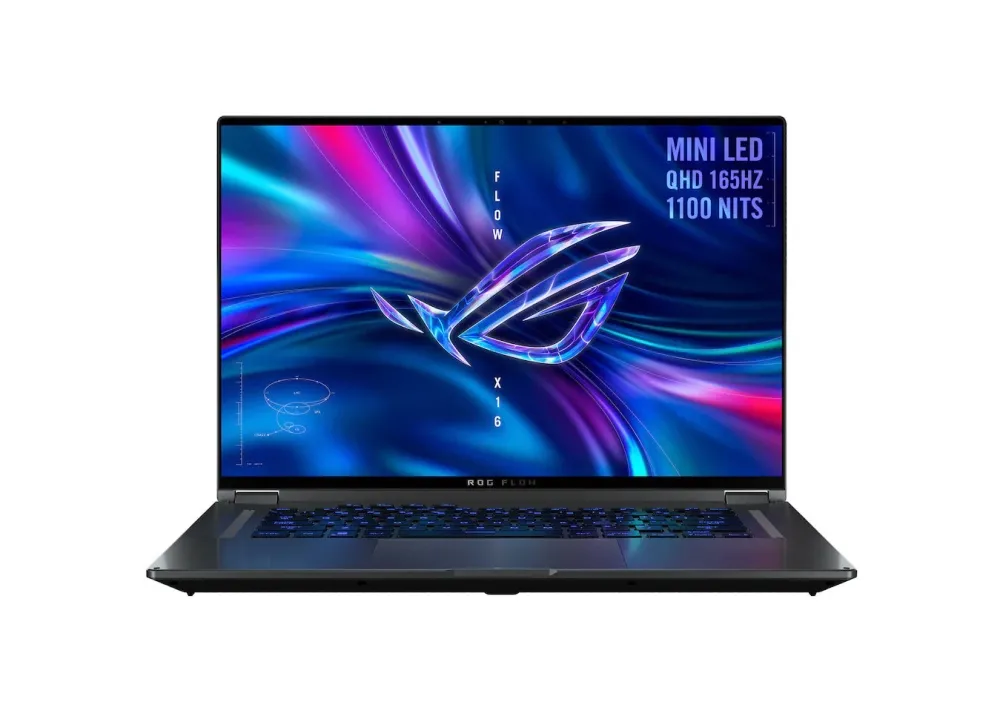 Лаптоп, Asus ROG Flow X16 GV601RM-M6007W, AMD Ryzen 7 6800HS, (8-core/16-thread, 20MB cache, up to 4.7 GHz max boost), 16"QHD+ 16:10 (2560 x 1600, WQXGA)165Hz,Touch,16GB DDR5 4800( 16GBon bd),1TB PCIE NVME,NVIDIA GeForce RTX 3060 GDDR6 6GB,Illum. Kbd,Win11, Gray