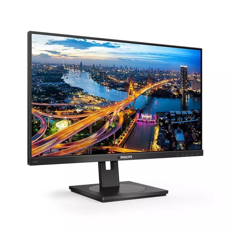 Монитор, Philips 242B1V/00, 23.8" IPS WLED, 1920x1080@75Hz, 4ms GtG, Normal: 350cd m/2 /Privacy: 180cd m/2, 1000:1, 50M:1 DCR, Adaptive Sync, FlickerFree, Low Blue Mode, 2Wx2, Tilt, Height Adjust, Pivot, Swivel, D-SUB, DVI, HDMI, DP, USB hub - image 1