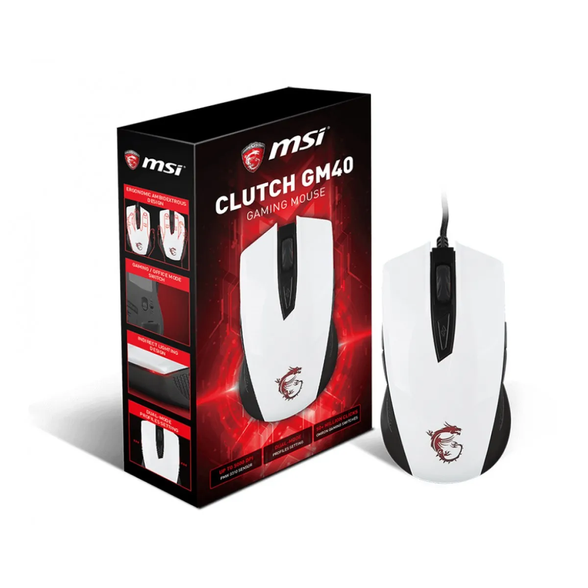 Мишка, MSI GAMING MOUSE CLUTCH GM40 W