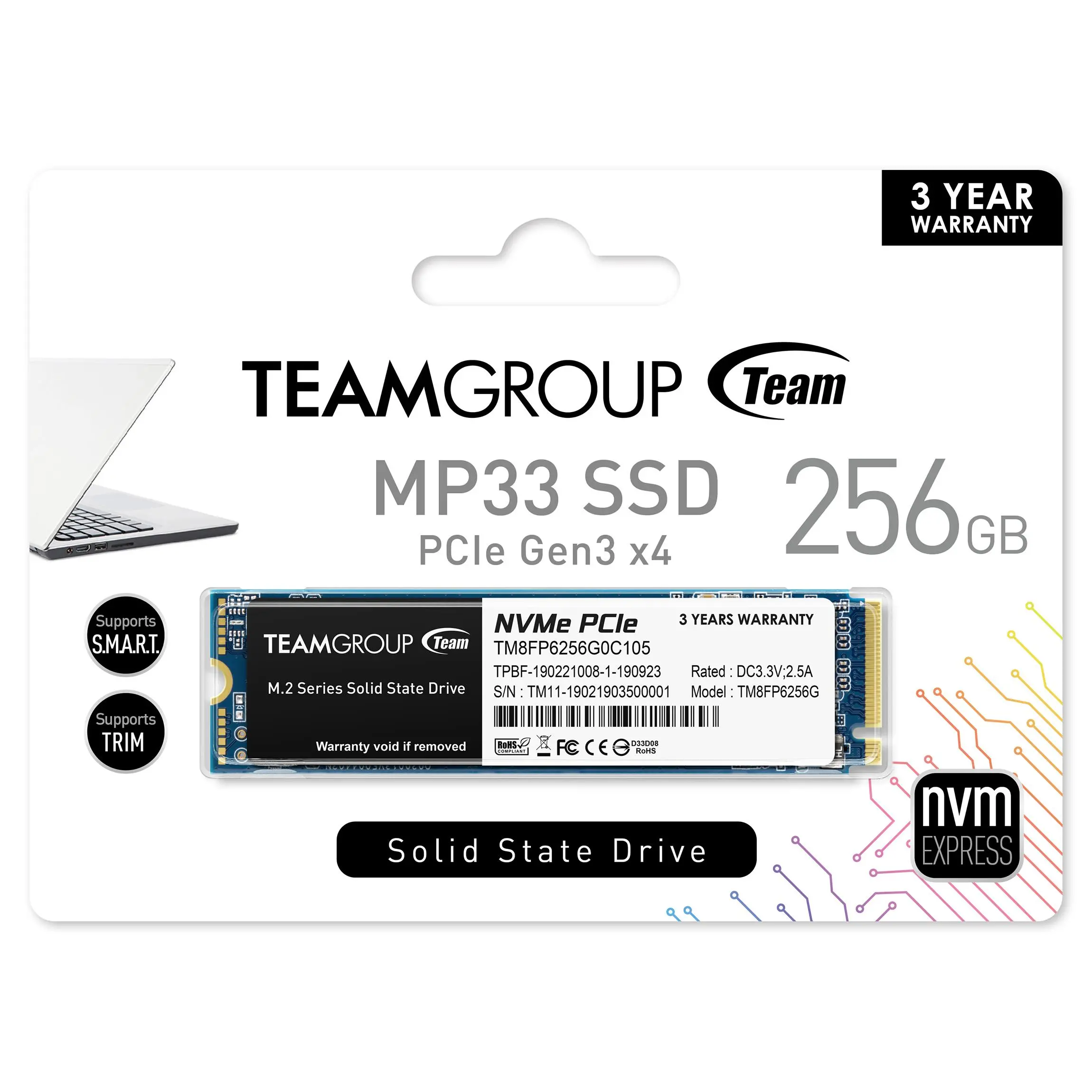 Твърд диск, TEAM GROUP TEAM SSD MP33 256G M2 PCI-E - image 1