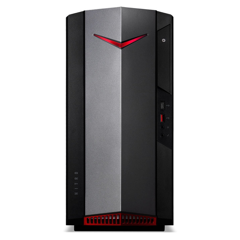 Настолен компютър, Acer Nitro N50-640, Intel Core i7-12700F (up to 4.9GHz, 25MB), 8GB DDR4(max.32GB 3200MHz), 512GB SSD PCI-e, M.2 slot free, no DVD, NVIDIA GeForce RTX 3060Ti 8GB GDDR6 256bit, 2*USB 2.0, 6*USB 3.2, 5*Audio jack, GLAN,WiFi AX & BT5.0, 500W, No OS