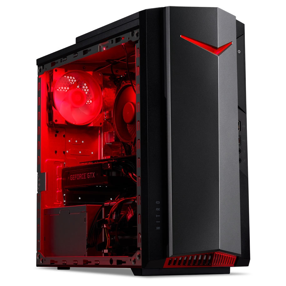 Настолен компютър, Acer Nitro N50-640, Intel Core i7-12700F (up to 4.9GHz, 25MB), 8GB DDR4(max.32GB 3200MHz), 512GB SSD PCI-e, M.2 slot free, no DVD, NVIDIA GeForce RTX 3060Ti 8GB GDDR6 256bit, 2*USB 2.0, 6*USB 3.2, 5*Audio jack, GLAN,WiFi AX & BT5.0, 500W, No OS - image 1