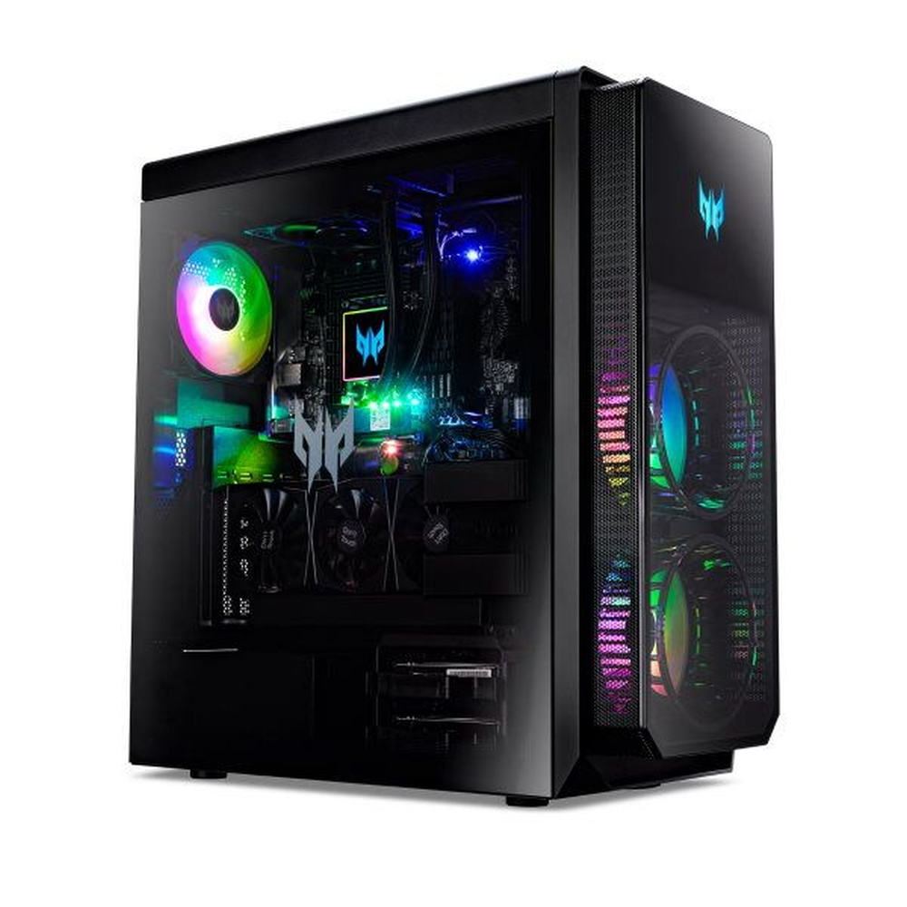 Настолен компютър, Acer Predator PO7-640, Intel Core i7-12700K (2.70GHz up to 5.00GHz, 25MB), 2*8G DDR5 4800MHz DDR5,1024GB PCIe SSD, M.2 slot free, GeForce RTX 3080 10GB GDDR6, 4*USB 2.0, 4*USB 3.2, 5*Audio jack, WIFI 6E, BT, 800W, Tempered Glass Side+Acer Nitro VG270Sbmi - image 1