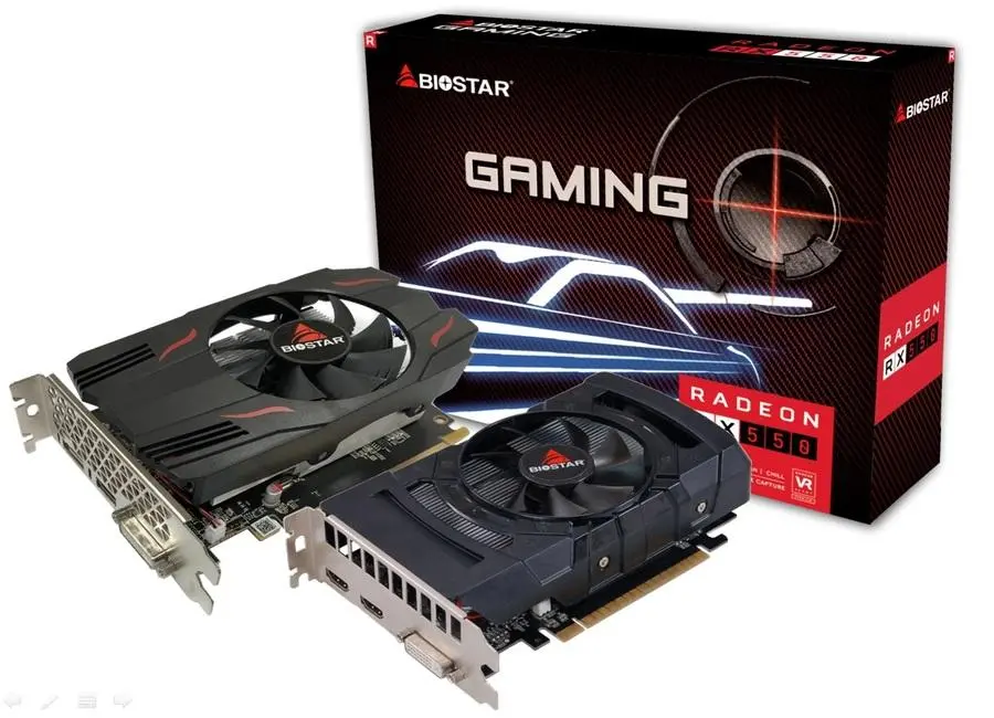Видео карта BIOSTAR Radeon RX550, 4GB, GDDR5, 128 bit, DVI-I, HDMI, DisplayPort