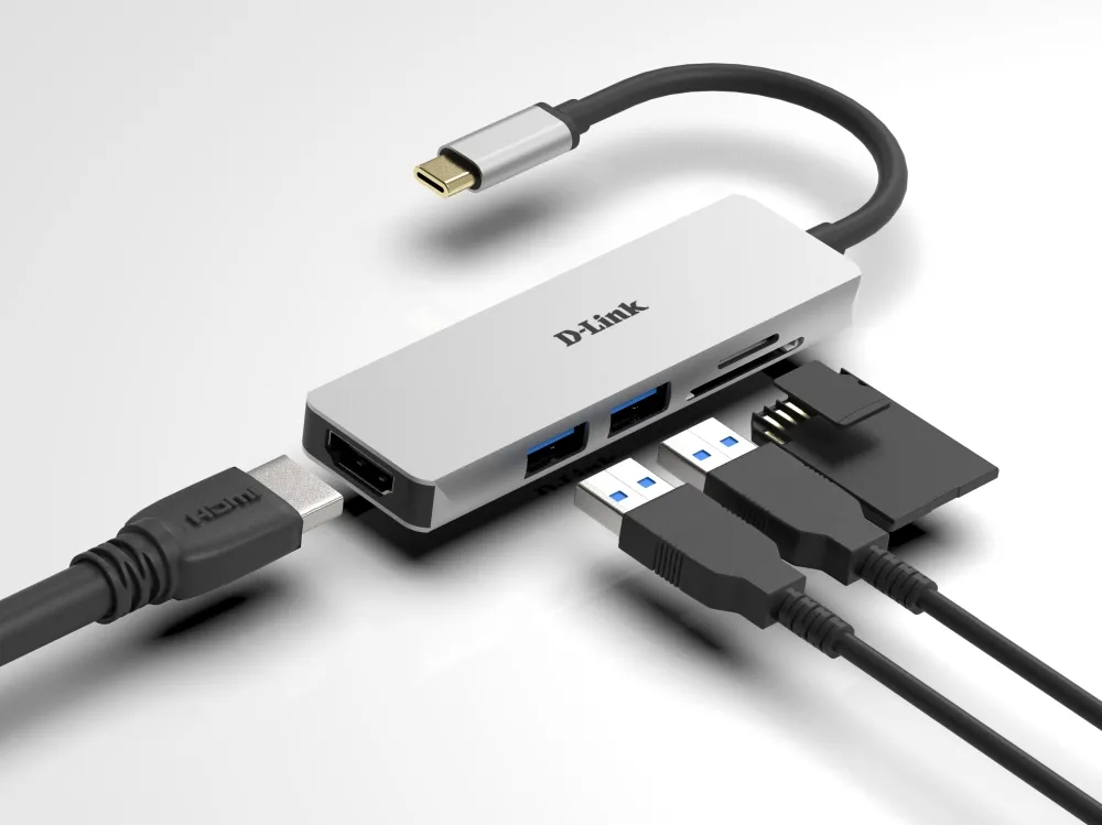 USB хъб, D-Link 5-in-1 USB-C Hub with HDMI and SD/microSD Card Reader - image 1