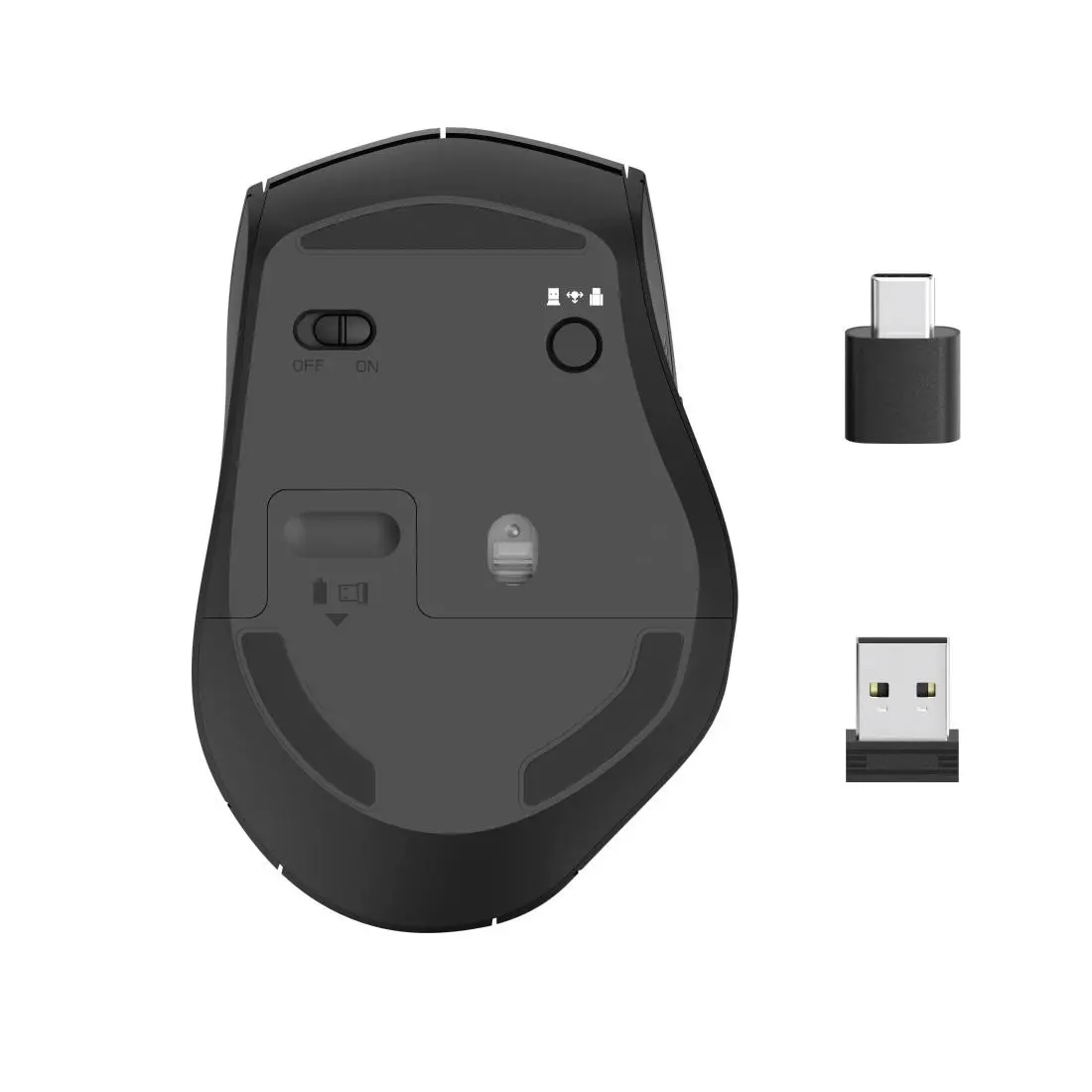 Безжична оптична мишка HAMA MW-600, 2 приемника USB-C/USB-A, 6 бутона, черен - image 2