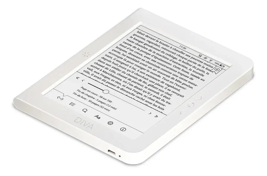 eBook четец BOOKEEN Diva HD 6", тъч, подсветка, 300dpi, бял - image 1