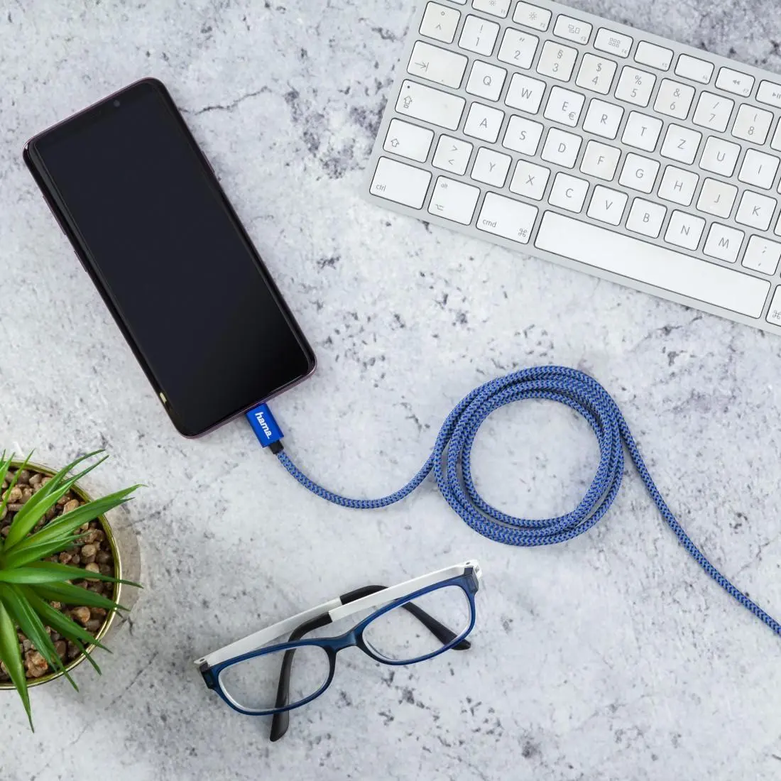 Кабел HAMA Reflective, USB-C мъжко - USB-C мъжко, 480 Mbps, 1.5 м., Син - image 4