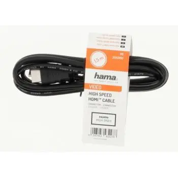 Кабел HAMA 205000, HDMI мъжко - HDMI мъжко, 10Gbit/s, 1080p, 1.5 м, Екраниран, Черен - image 1