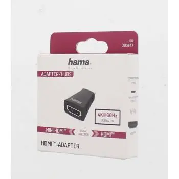 Адаптер HAMA 200347, Mini-HDMI мъжко - HDMI женско, Ultra-HD, 4K, Черен - image 1