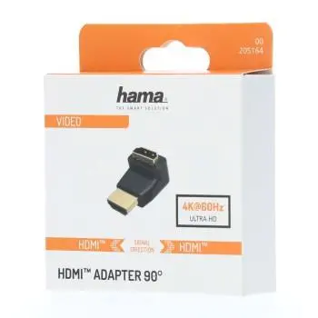 Адаптер HAMA 205164, HDMI мъжко - HDMI женско, на 90°, Черен - image 1