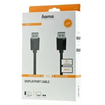Кабел HAMA 200696, DisplayPort мъжко - DisplayPort мъжко, 1.5 m, Ultra-HD 4K, Двойно-екраниран, Черен - image 1