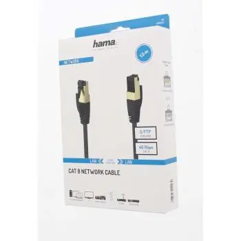 Мрежов пач кабел HAMA S/FTP, CAT 8, RJ-45 - RJ-45, 40Gbit/s, 1.50 m, Halogen-free, Черен - image 1
