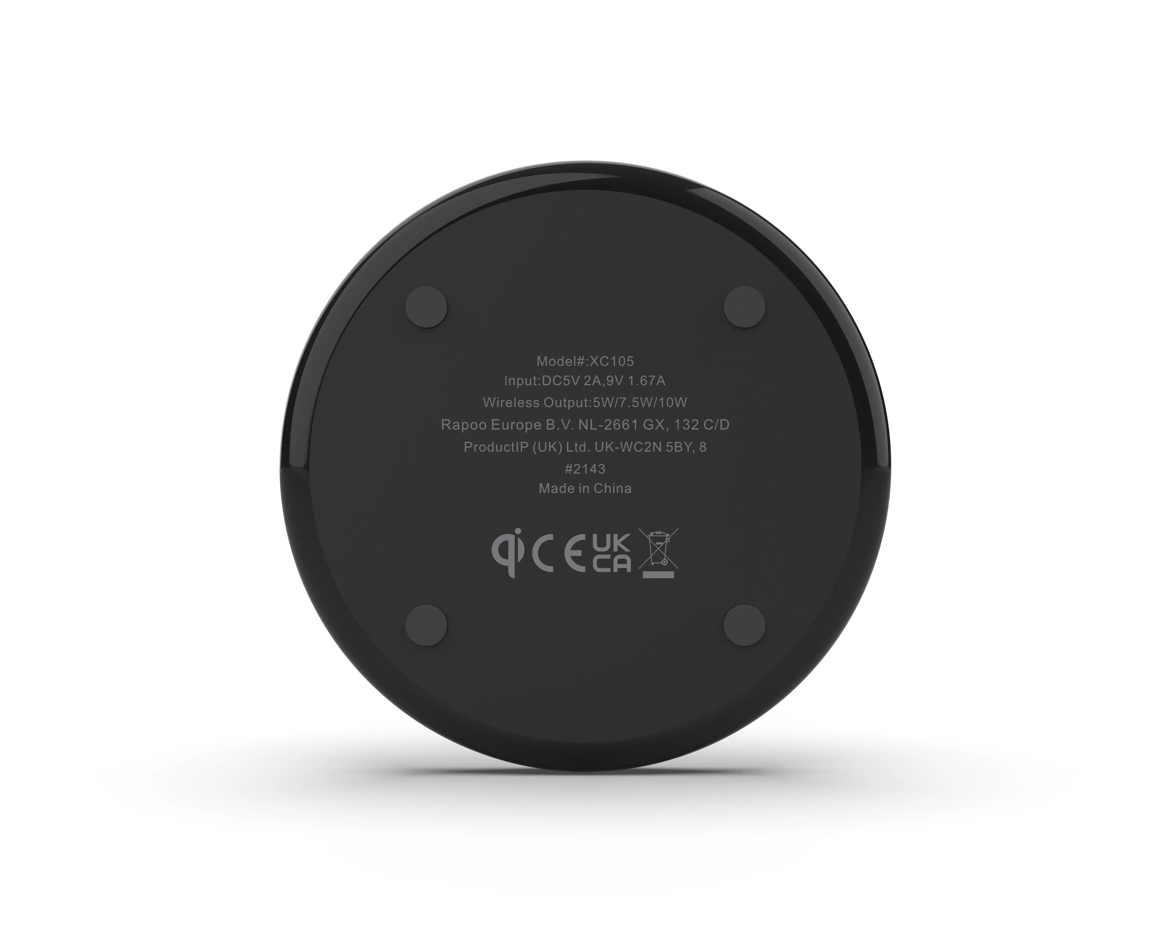 Безжично зарядно устройство RAPOO XC105, Qi, 5W/7.5W/10W, Черен - image 4