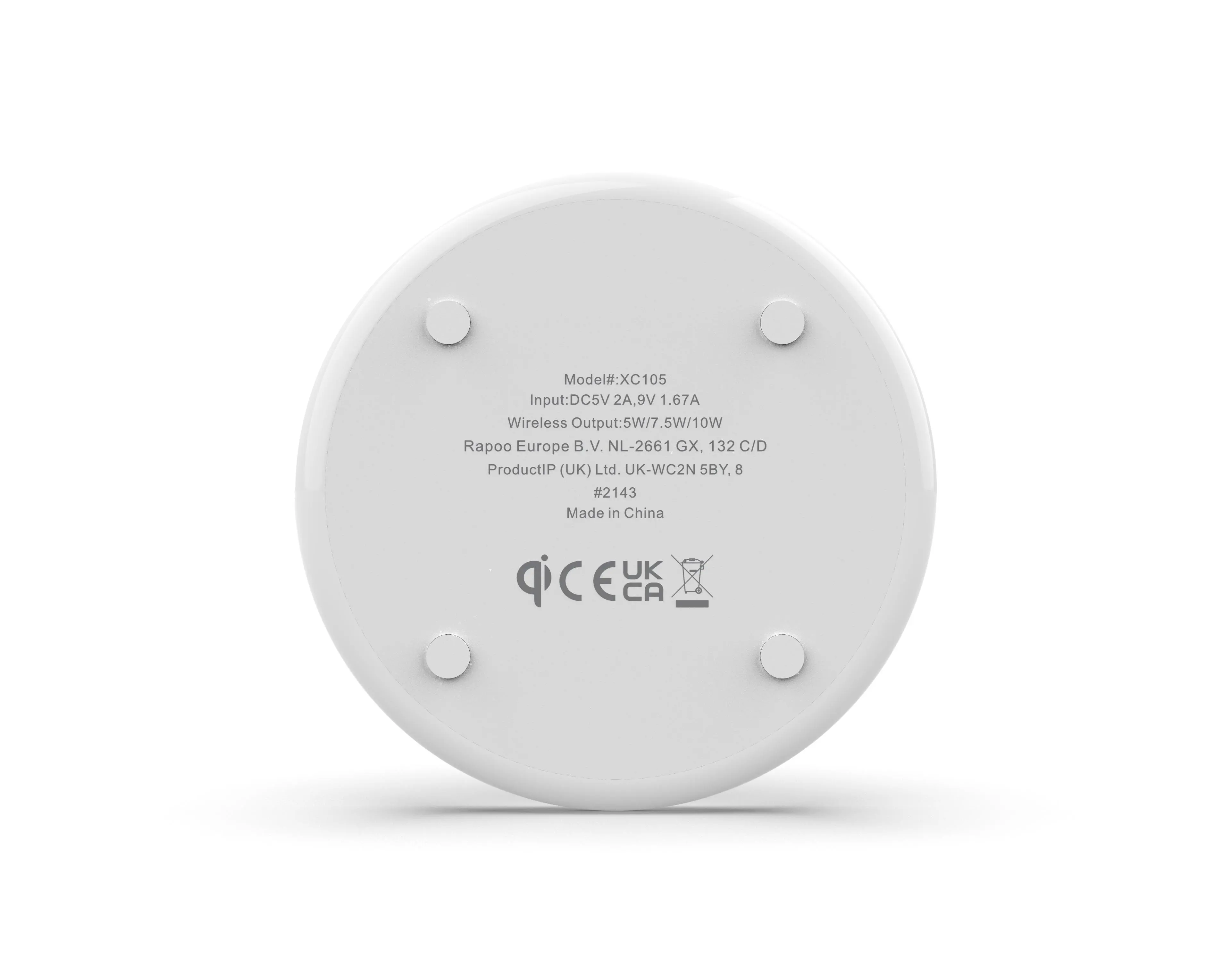 Безжично зарядно устройство RAPOO XC105, Qi, 5W/7.5W/10W, Бял - image 4