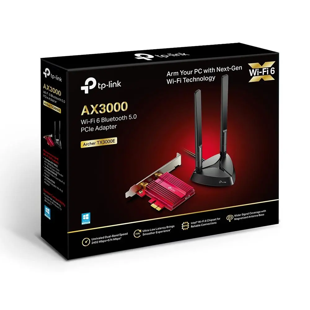 Безжичен адаптер TP-LINK Archer TX3000, AX3000 Wi-Fi 6, PCI-EX, Bluetooth 5.0, две външни антени - image 2