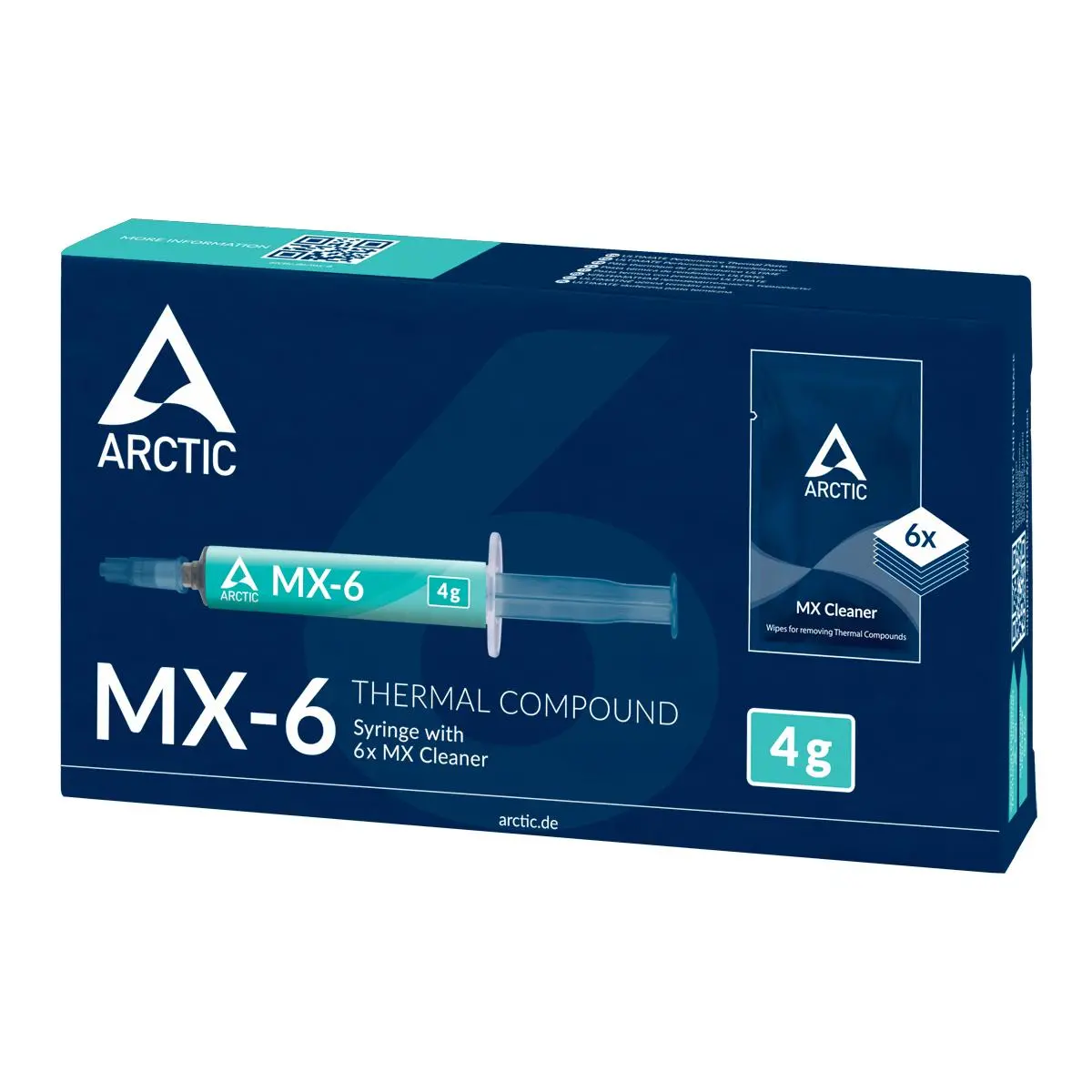 Термо паста с 6 бр почистващи кърпички ARCTIC MX-6, 4g, Сив - image 1