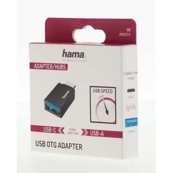 Адаптер HAMA OTG USB-C мъжко-USB 3.2 Gen 1 A женско, 5Gbit/s Черен - image 1