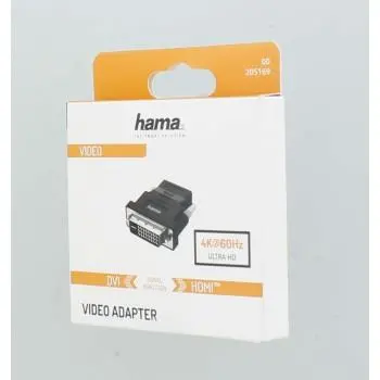 Адаптер HAMA 205169, DVI-D мъжко - HDMI женско, Ultra-HD, 4K, Черен - image 1