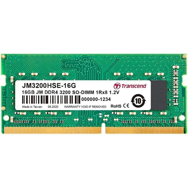 Памет, Transcend 16GB JM DDR4 3200Mhz SO-DIMM 1Rx8 2Gx8 CL22 1.2V