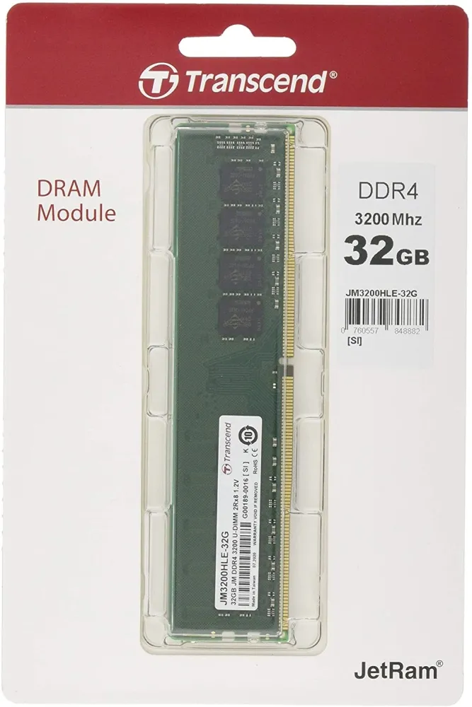 Памет, Transcend 32GB JM DDR4 3200Mhz U-DIMM 2Rx8 2Gx8 CL22 1.2V - image 1