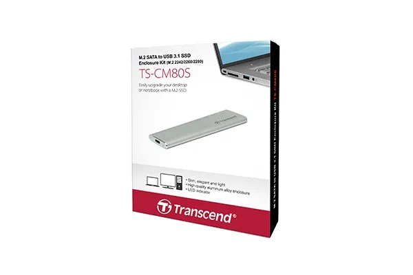 Кутия за твърд диск, Transcend M.2 2280/2260, USB3.1 SSD Enclosure Kit, Silver - image 2