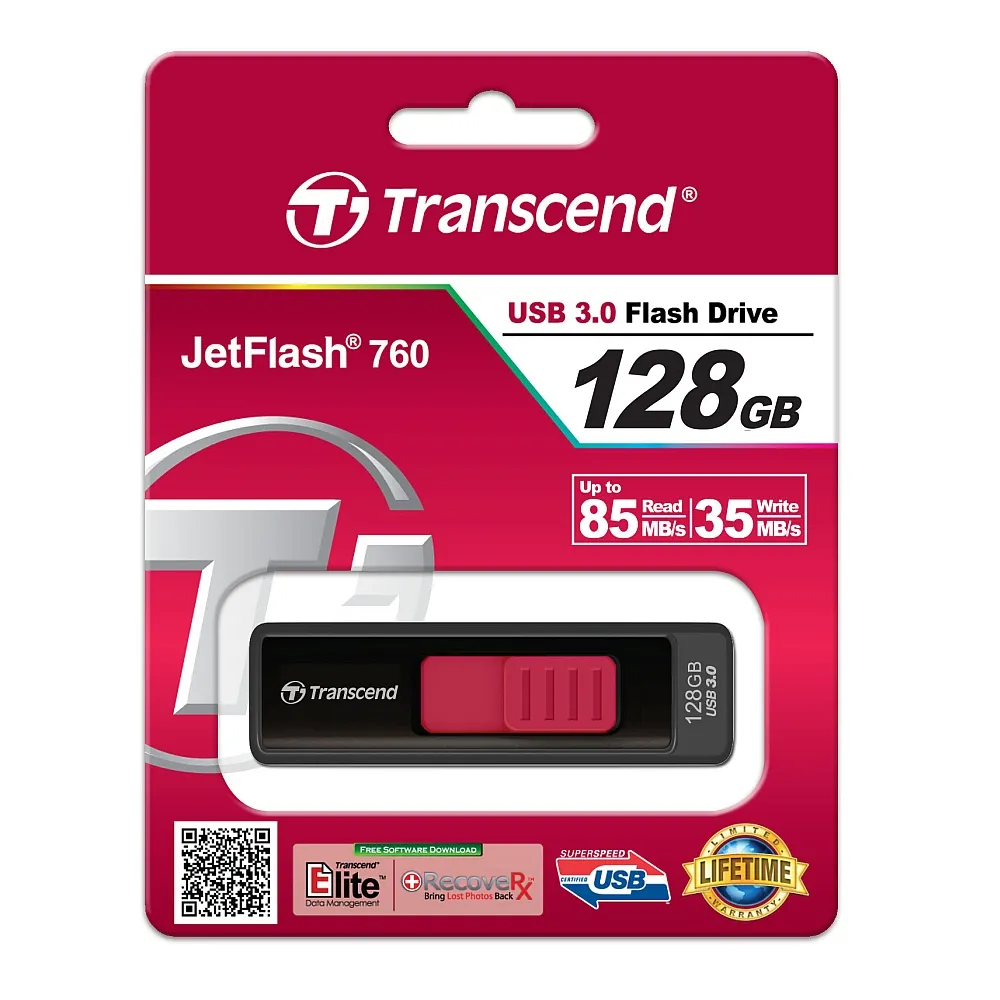Памет, Transcend 128GB JETFLASH 760, USB 3.0 (Red) - image 4