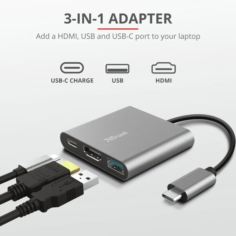 Адаптер, TRUST Dalyx 3-IN-1 USB-C Adapter - image 5