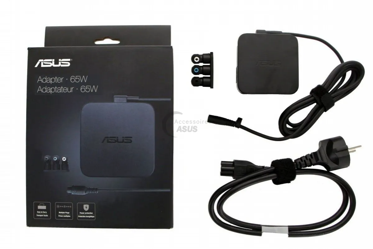 Адаптер, Asus Adapter U65W multi tips charger, 3 pin, 6 pcs, Black - image 1