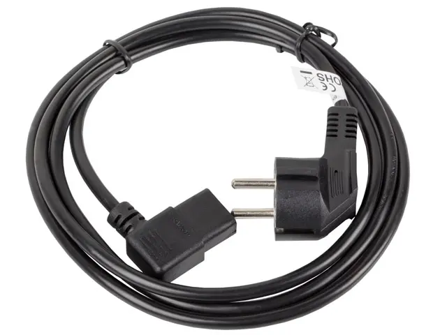 Кабел, Lanberg CEE 7/7 -> IEC 320 C13 power cord 1.8m angled right VDE, black - image 1