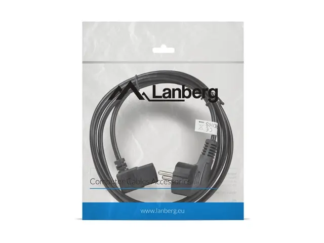 Кабел, Lanberg CEE 7/7 -> IEC 320 C13 power cord 1.8m angled right VDE, black - image 2