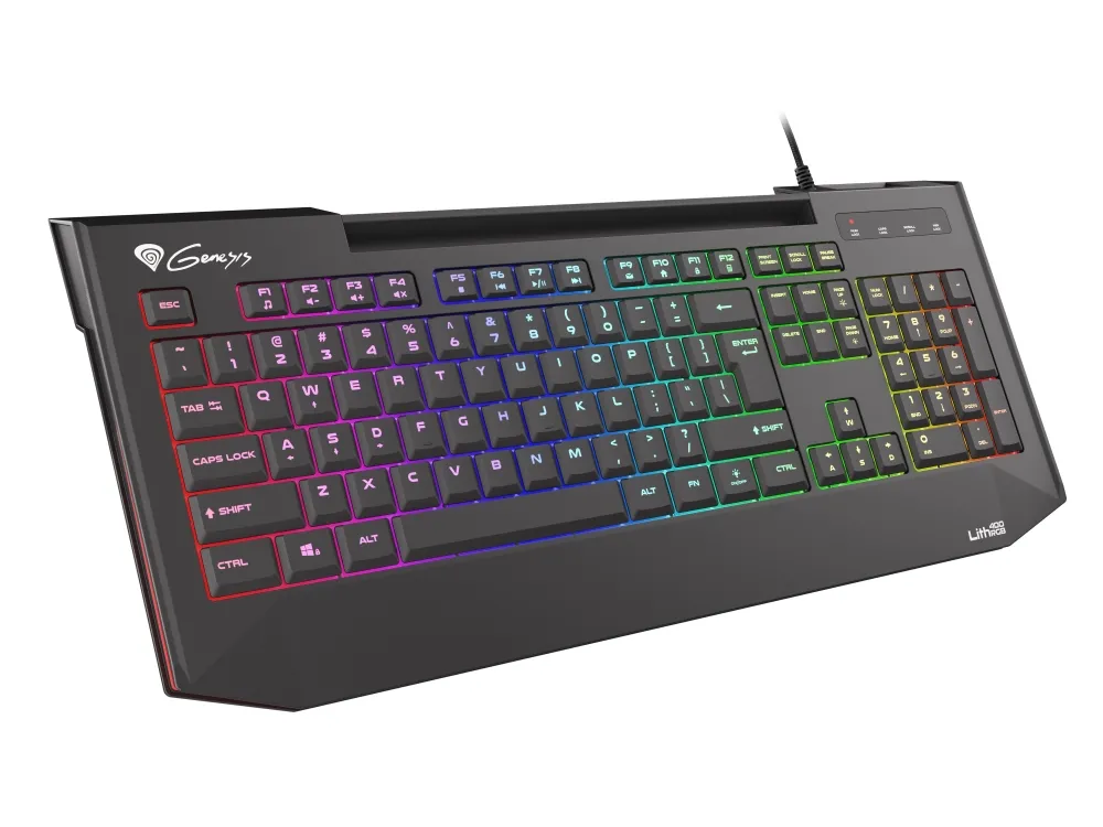 Клавиатура, Genesis Gaming Keyboard Lith 400 RGB US Layout RGB Backlight X-Scissor Slim - image 1