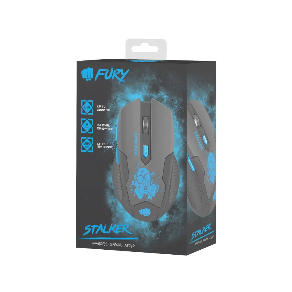 Мишка, Fury Wireless gaming mouse, Stalker 2000DPI, Black-Blue - image 3