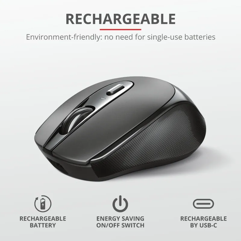Мишка, TRUST Zaya Wireless Rechargeable Mouse Black - image 6