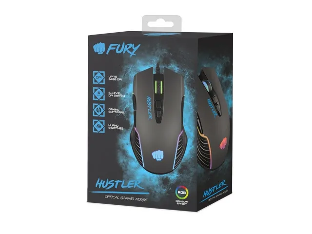 Мишка, Fury Gaming Mouse Hustler 6400DPI Optical With Software RGB Backlight - image 2