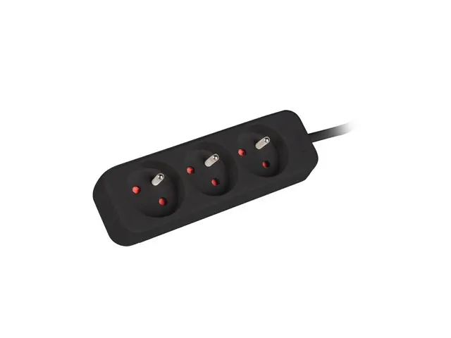 Разклонител, Lanberg power strip 1.5m, 3 sockets, french quality-grade copper cable, black