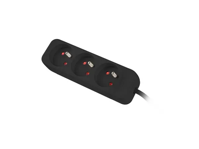 Разклонител, Lanberg power strip 1.5m, 3 sockets, french quality-grade copper cable, black - image 1