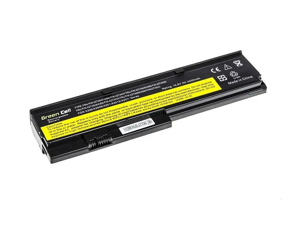 Батерия  за лаптоп GREEN CELL, IBM Lenovo ThinkPad X200 X201 X201i 42T4535, 10.8V, 4400mAh - image 1