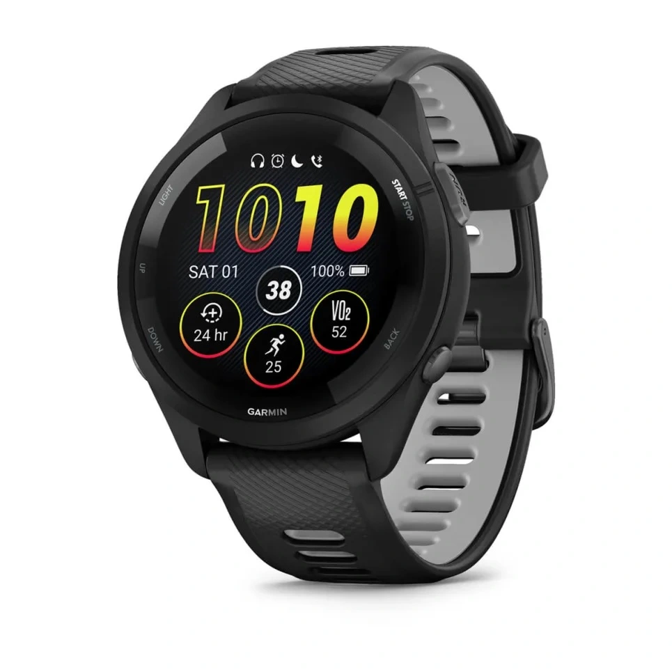 Garmin Forerunner® 265 - Black безел и корпус с Black/Powder Gray силиконова каишка 010-02810-10