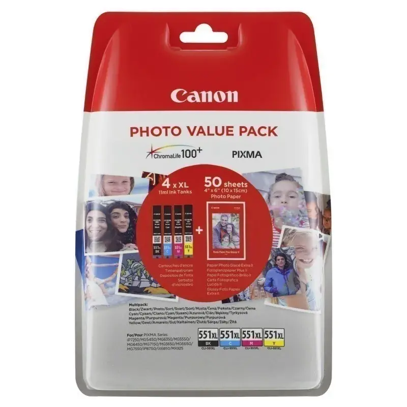 Консуматив, Canon CLI-581 C/M/Y/BK Multi Pack + 50 sheets 4x6" Photo Paper (PP-201)