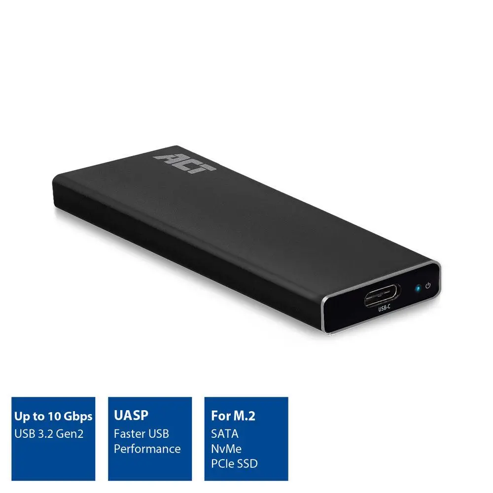 Чекмедже за твърд диск ACT AC1605, M.2 NVMe SSD, USB-C 3.1 Gen2, Черен - image 1