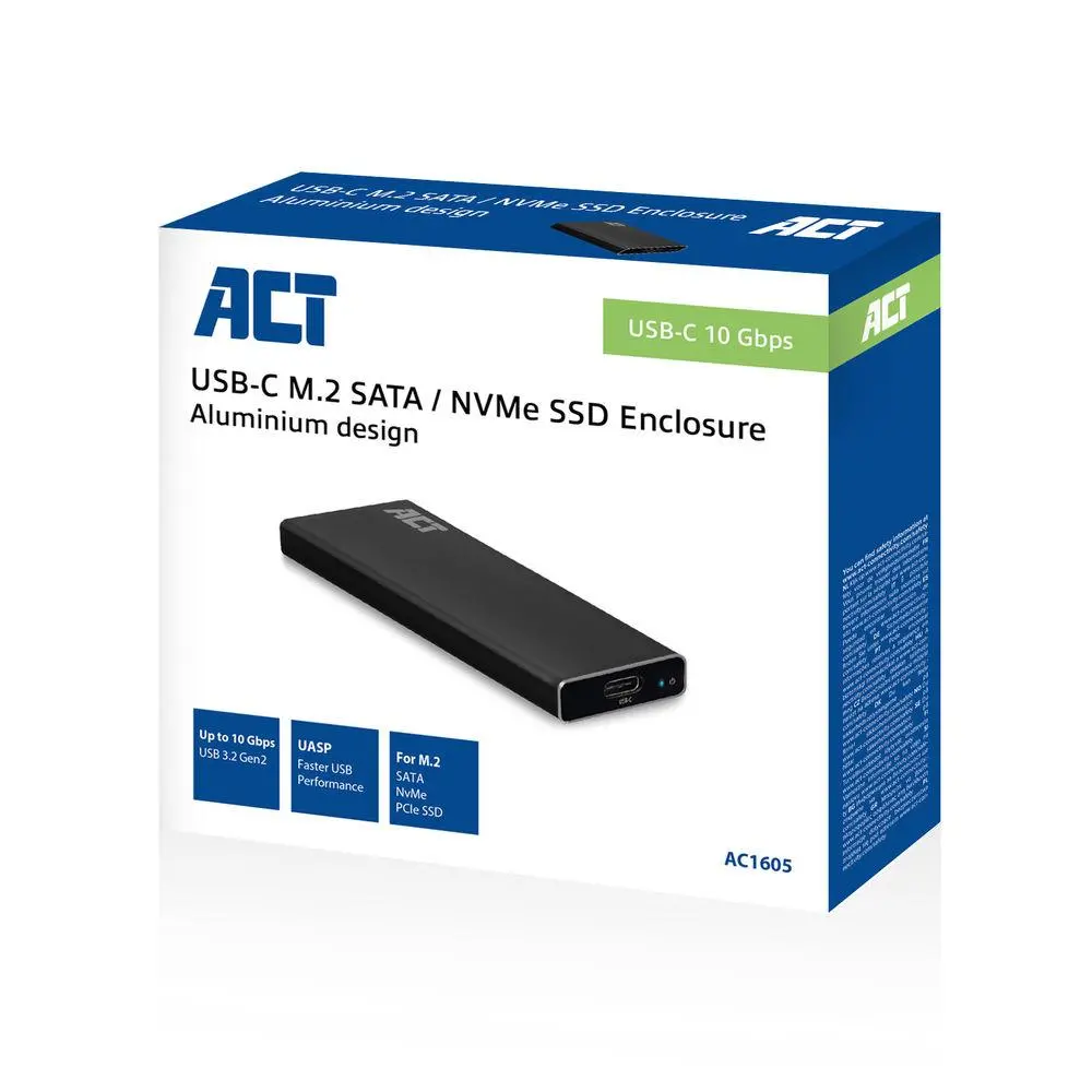 Чекмедже за твърд диск ACT AC1605, M.2 NVMe SSD, USB-C 3.1 Gen2, Черен - image 5