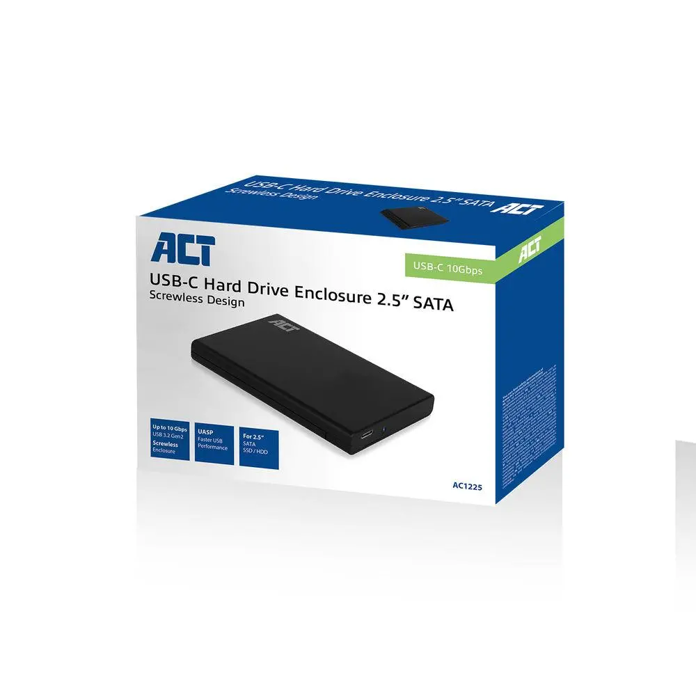 Чекмедже за твърд диск ACT AC1225, SATA, 2.5", USB-C 3.2 Gen2, Черен - image 4