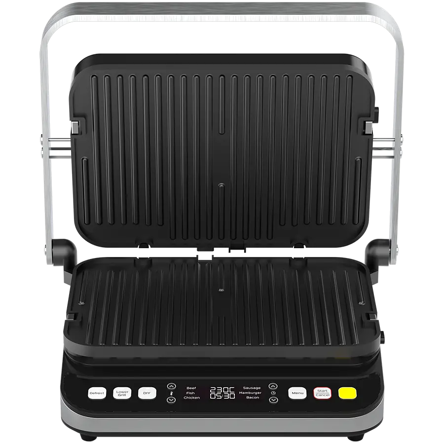 AENO ''Electric Grill EG5: 2000W, 2 heating modes - Lower Grill, Both Grills, 6 preset programs, Defrost, Max opening angle -180°, Temperature regulation, Timer, Removable double-sided plates, Plate size 320*220mm'' - image 6