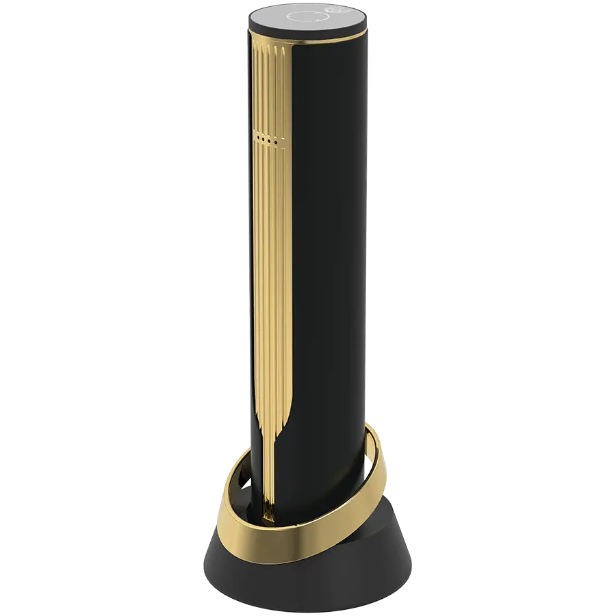 Prestigio Maggiore, smart wine opener, 100% automatic, opens up to 70 bottles without recharging, foil cutter included, premium design, 480mAh battery, Dimensions D 48*H228mm, black + gold color. - image 1